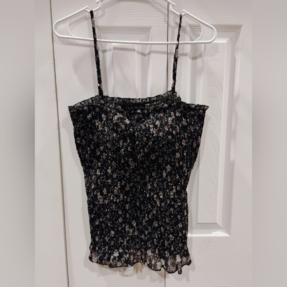 Zenobia Black Floral Smocked Camisole